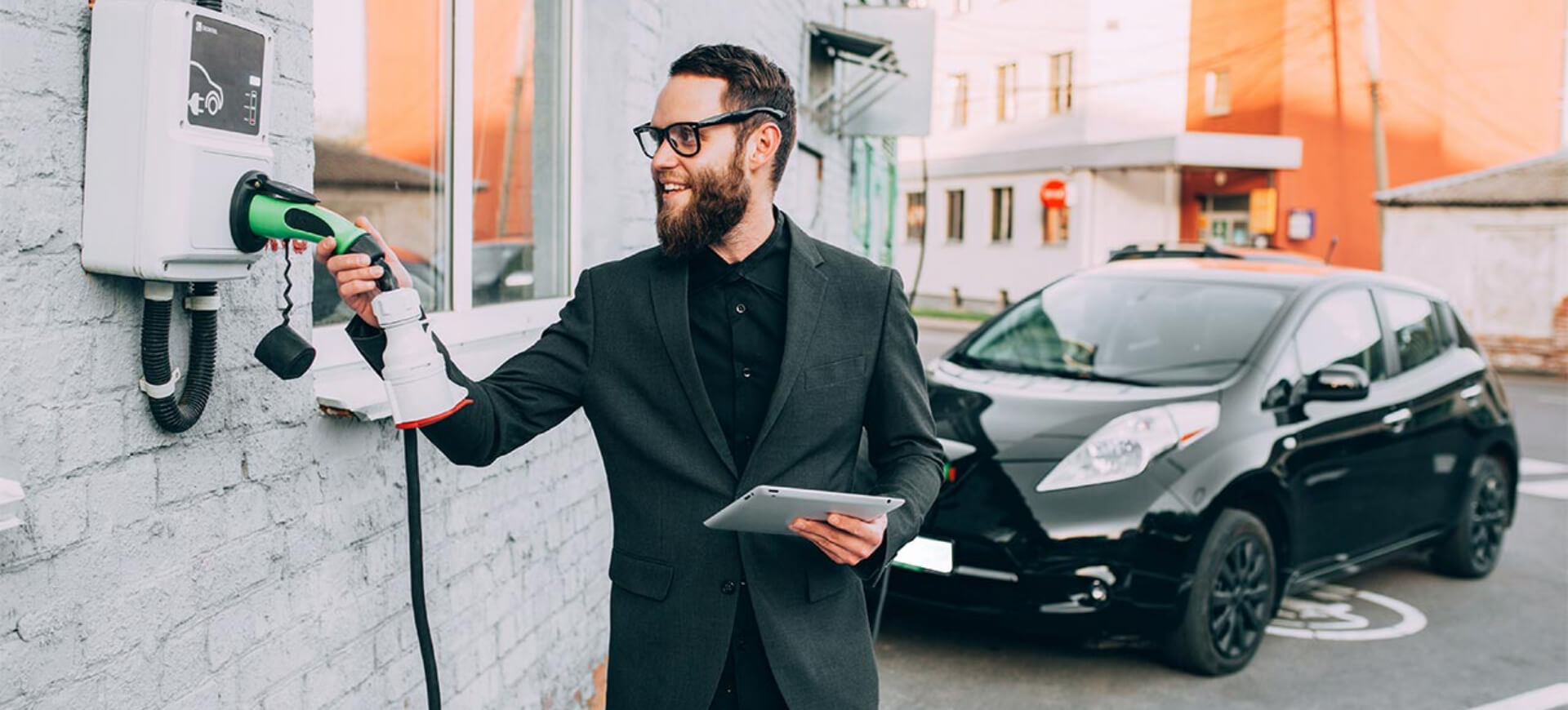 Man charging car