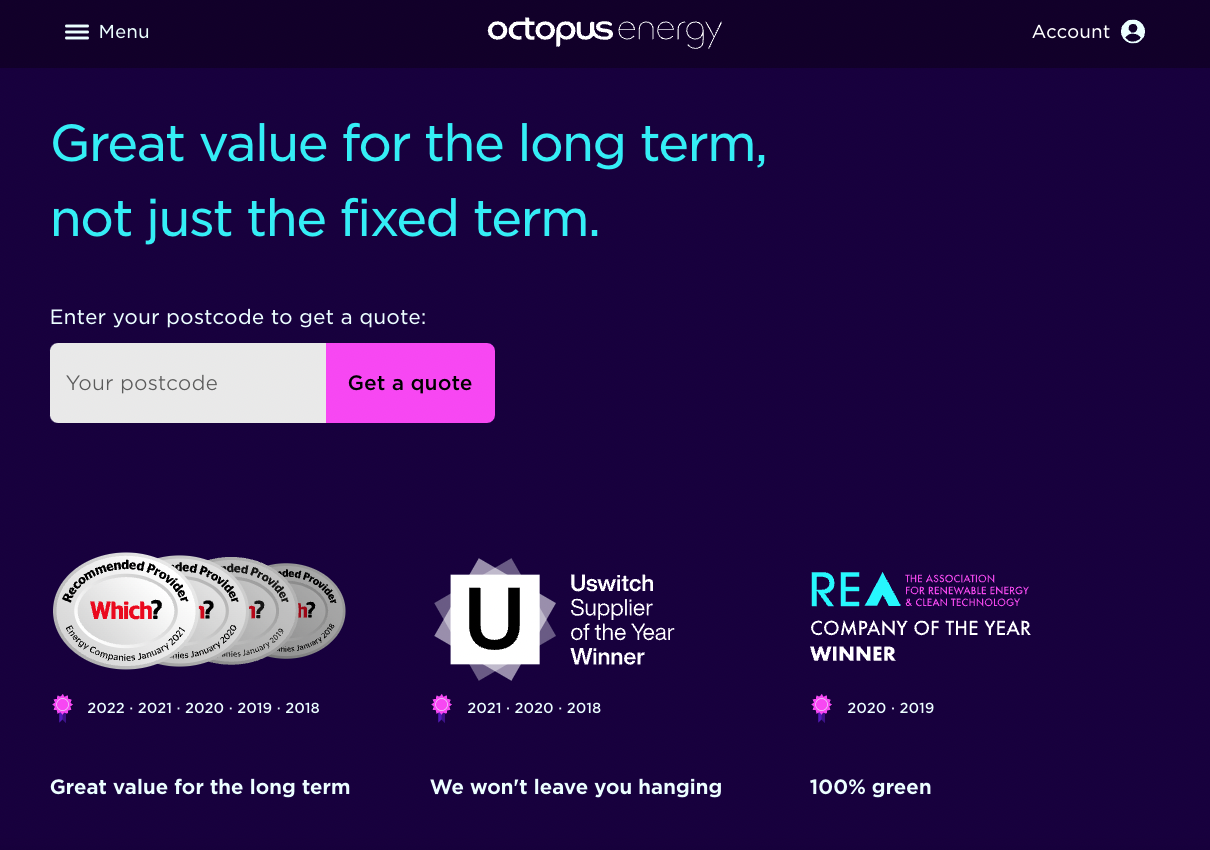 Octopus Energy - Best electricity providers UK 2022