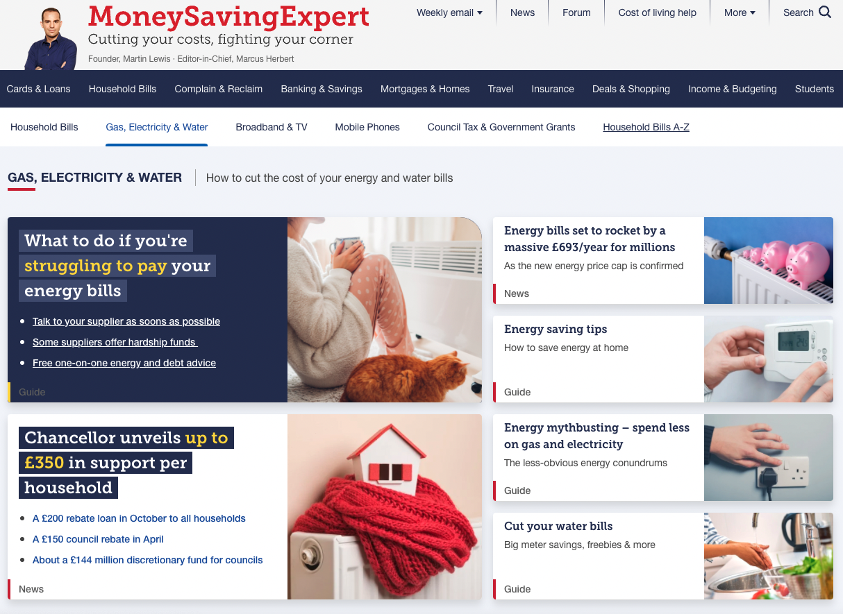 Money Saving Expert - Best energy providers UK 2022